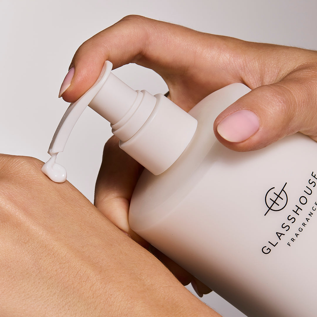 Glasshouse Fragrances close up of Kyoto In Bloom Hand Lotion.