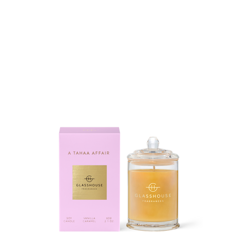 Glasshouse Fragrances A Tahaa Affair Vanilla Caramel 60g Soy Candle with box