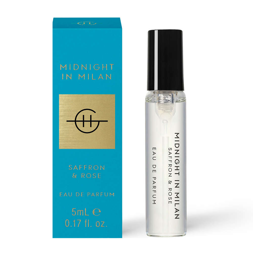Glasshouse Fragrances Midnight in Milan Saffron and Rose 5mL Eau de Parfum Sample with box