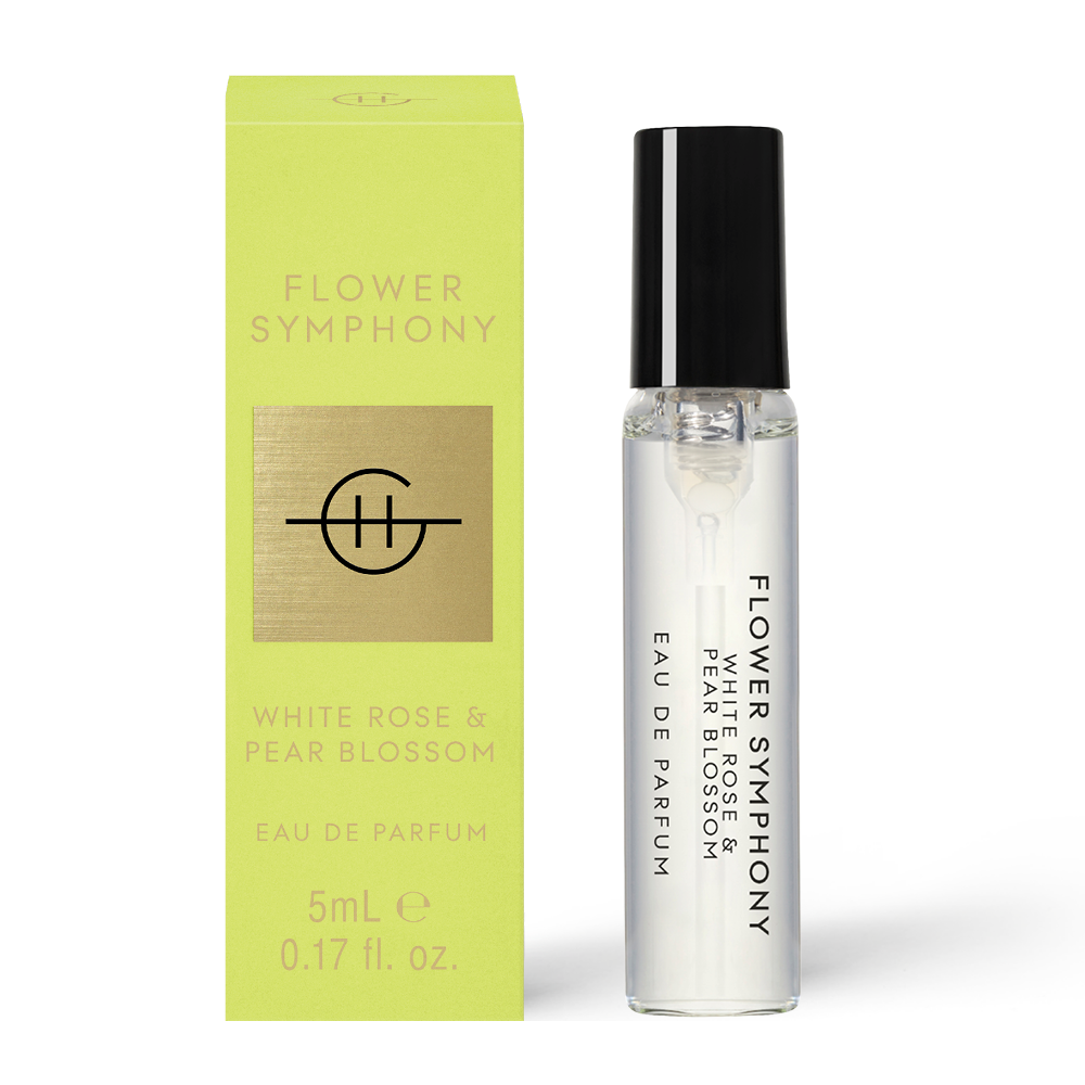 Glasshouse Fragrances Flower Symphony White Rose and Pear Blossom 1.8g Sample Eau de Parfum spray and box