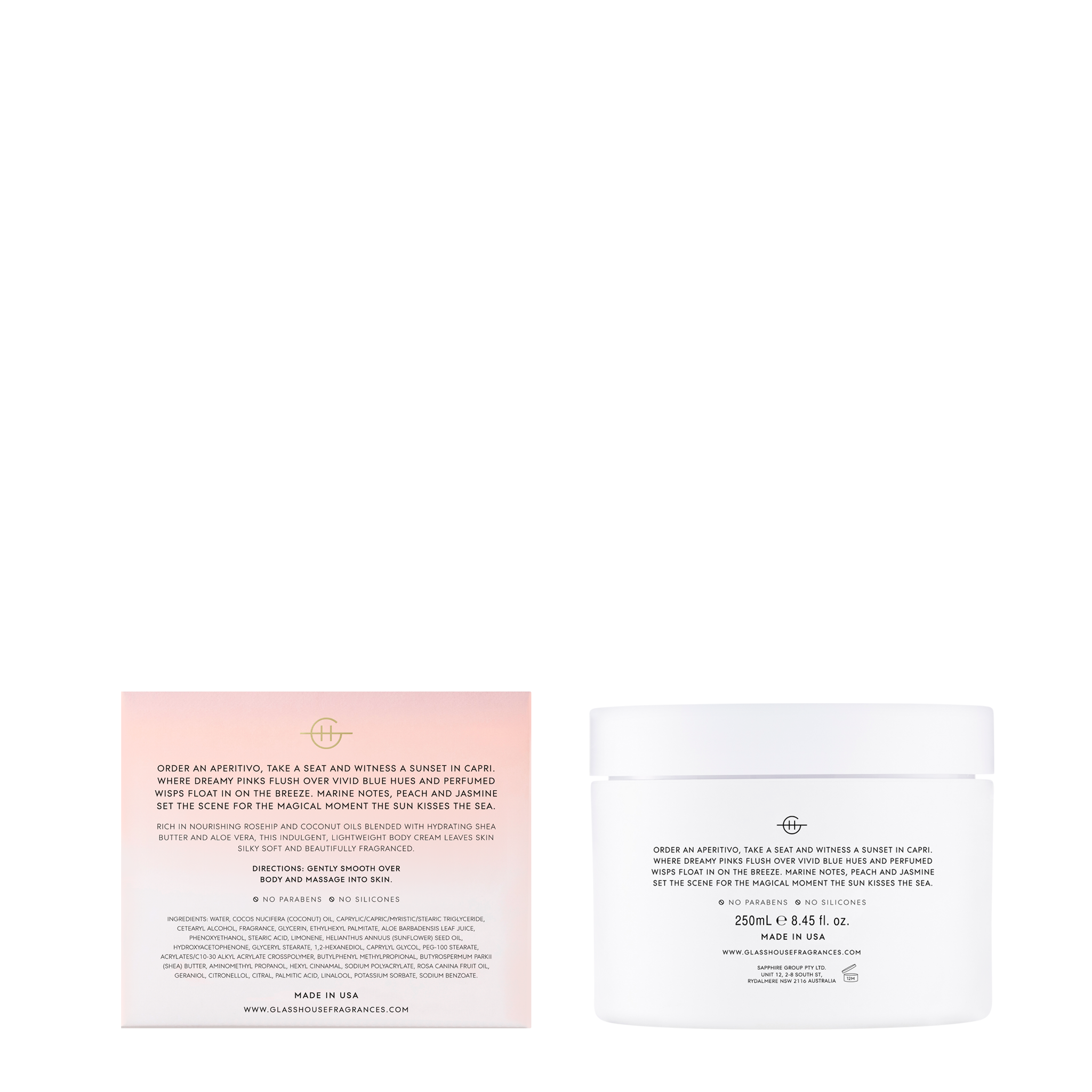Sunsets In Capri 250ml Body Scrub Back of Product
