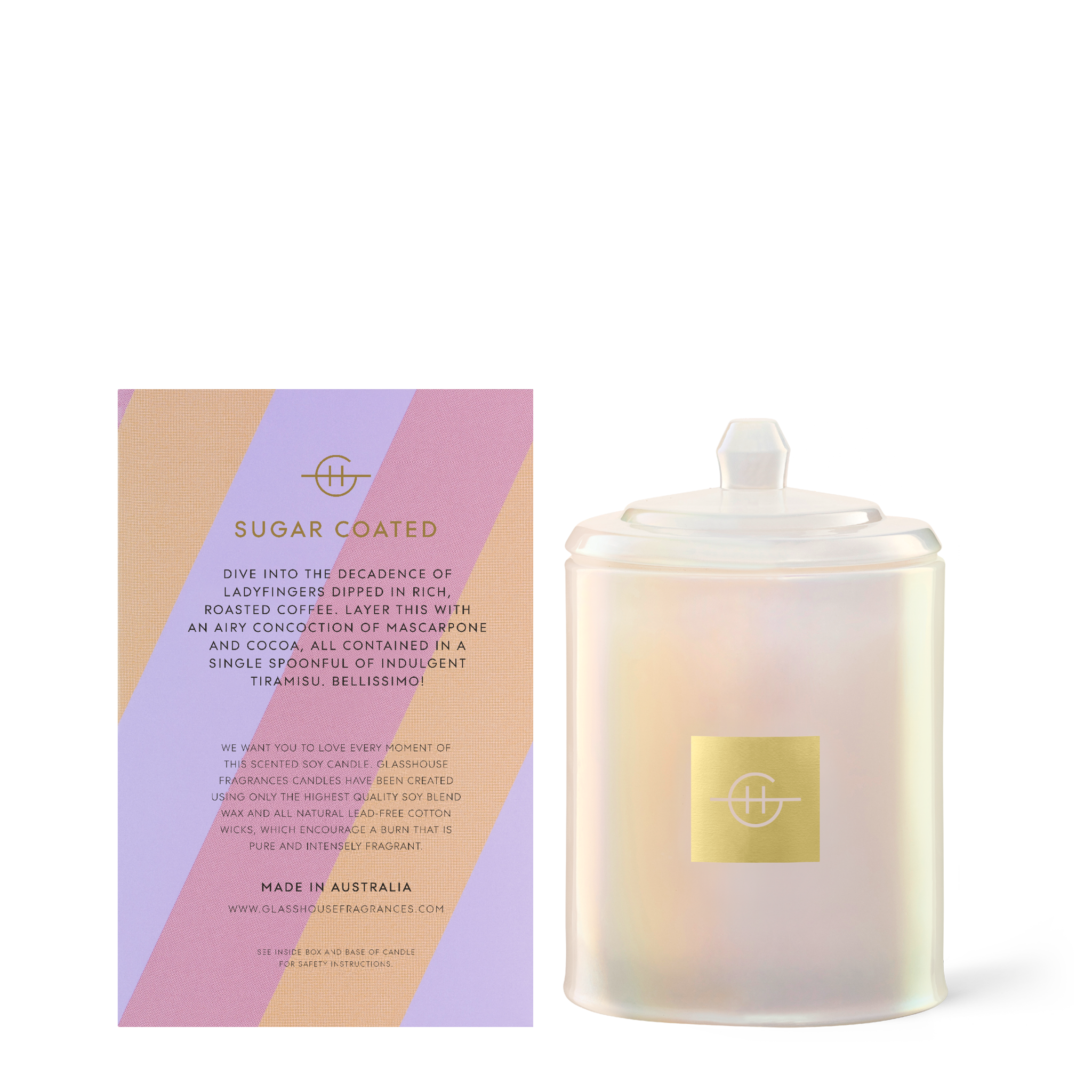 Glasshouse Fragrances Eager For Espresso 380g Soy Candle back of product