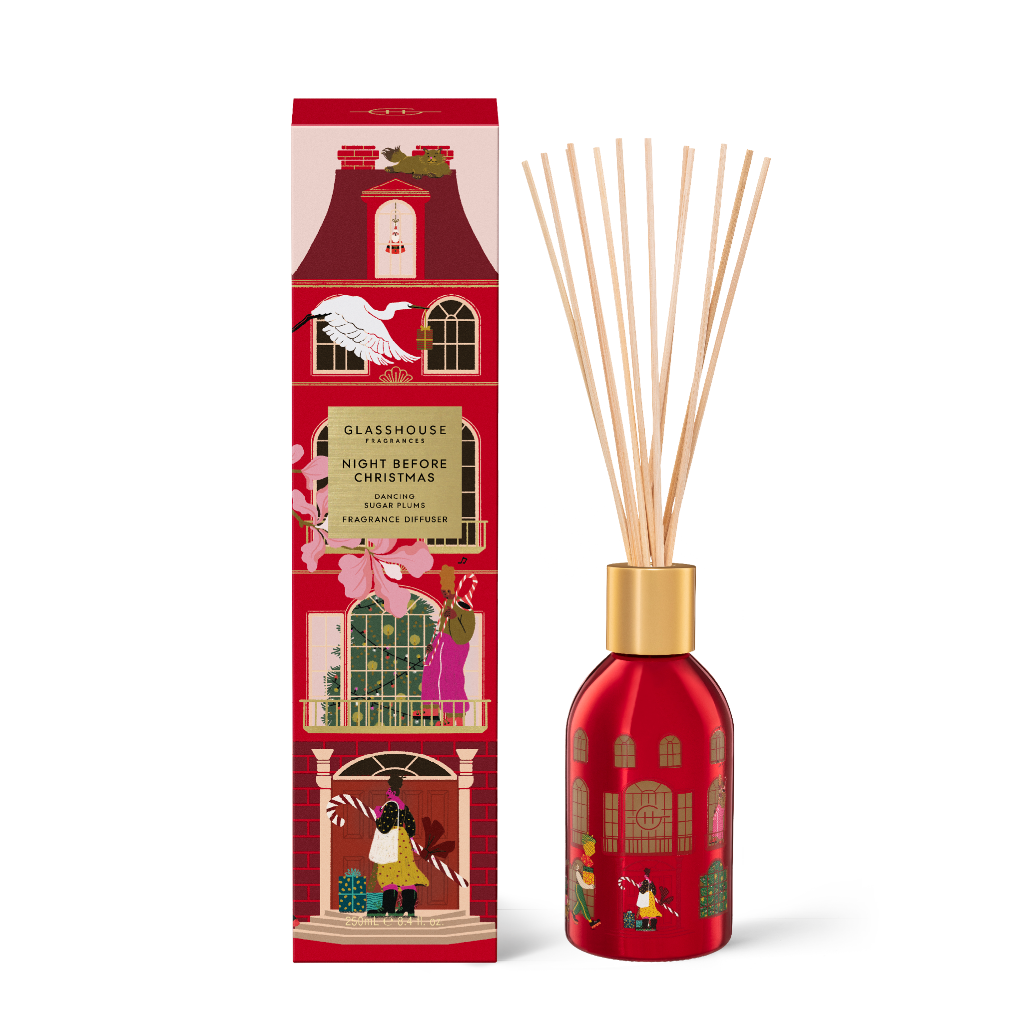 Glasshouse Fragrances Night Before Christmas 250ml Fragrance Diffuser with box