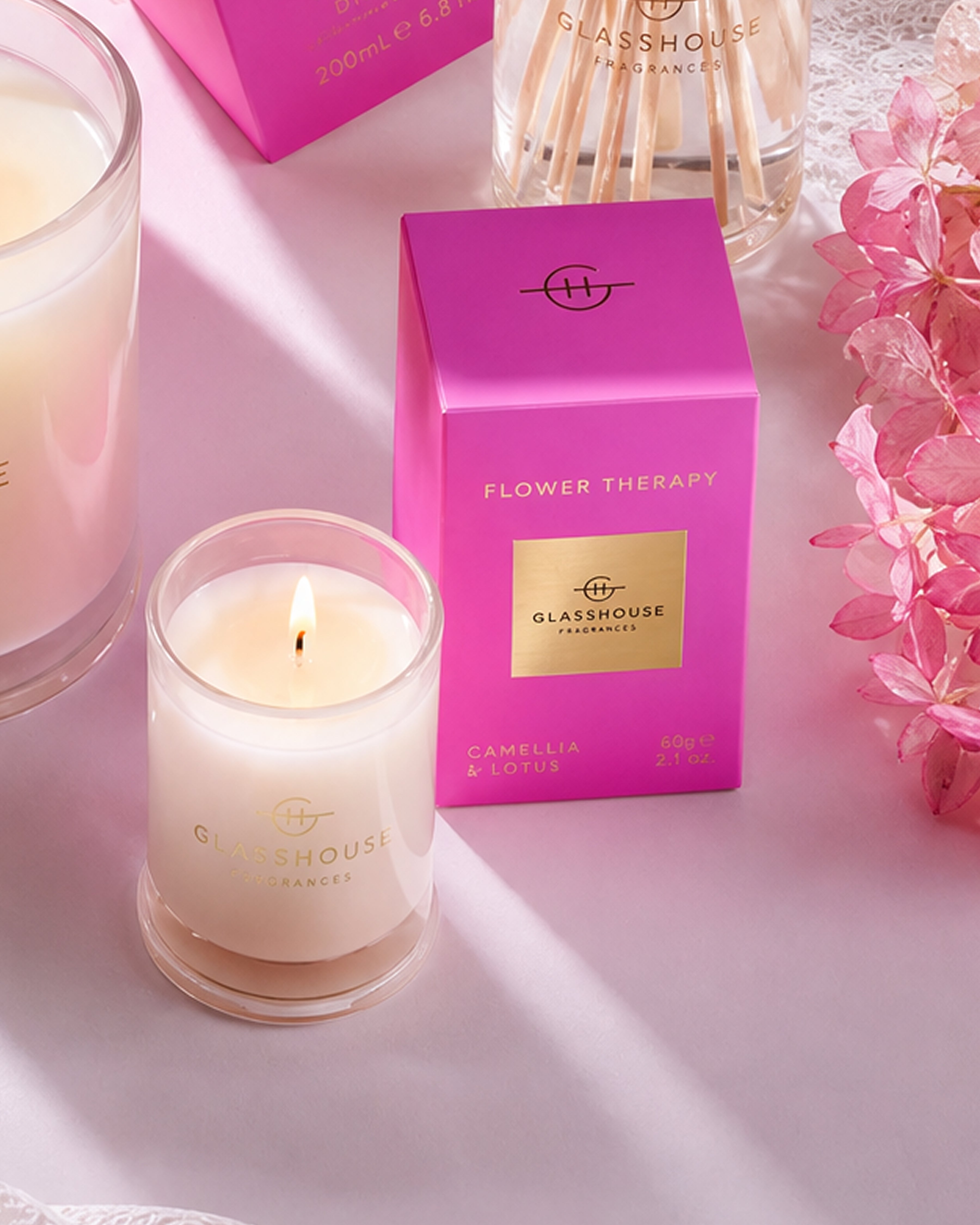 グラスハウスキャンドル FLOWER THERAPY Flower Therapy - 60g Soy Candle | Glasshouse Fragrances