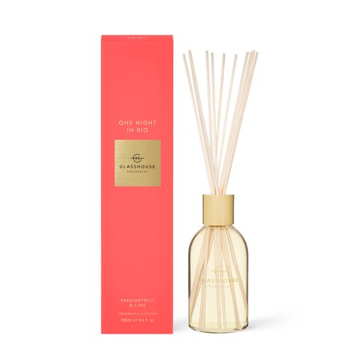 Glasshouse Fragrances One Night in Rio Passionfruit and Lime  250mL Fragrance Diffuser with box