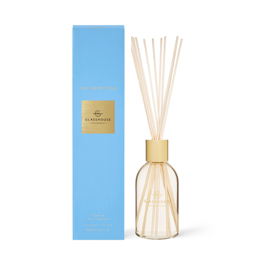 Glasshouse Fragrances The Hamptons Teak and Petitgrain 250mL Fragrance Diffuser with box