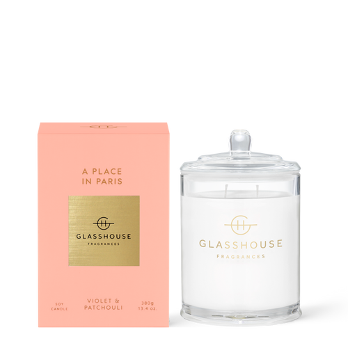 Glasshouse Fragrances A Place in Paris Cedarwood Bergamot  380g Soy Candle with box