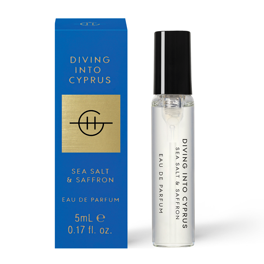 Glasshouse Fragrances Diving Into Cyprus Sea Salt and Saffron  5mL Eau de Parfum Spray Sample with box