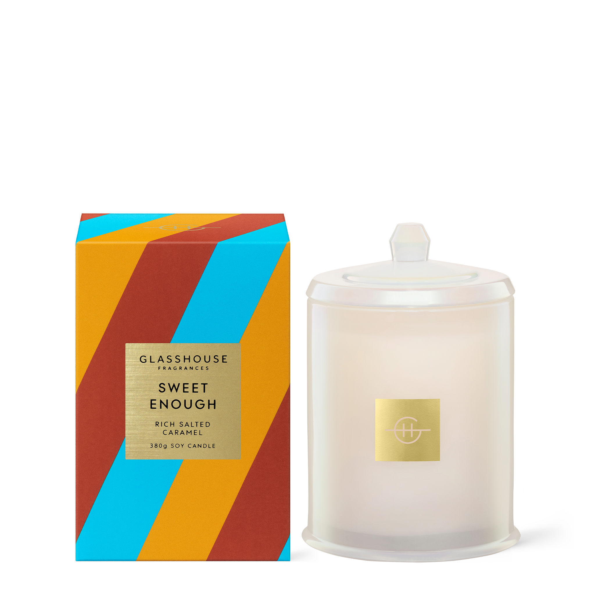 Glasshouse Fragrances Sweet Enough Salted Caramel 380g Soy Candle with box
